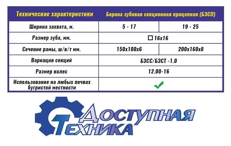 Двухследные бороны серии БЗСП